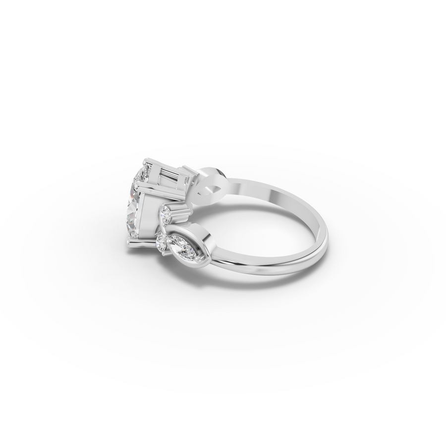 2.30 Ct Oval Solitaire With Side Stone Engagement Ring