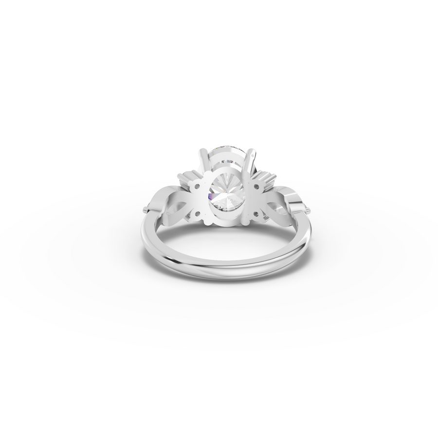 2.30 Ct Oval Solitaire With Side Stone Engagement Ring