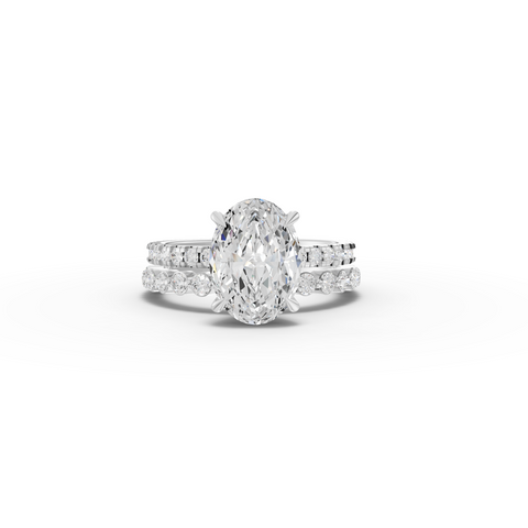 3.88 Ct Oval Solitaire with Matching Pavé Band Set - new
