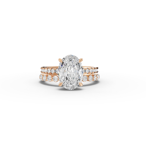 3.88 Ct Oval Solitaire with Matching Pavé Band Set - new