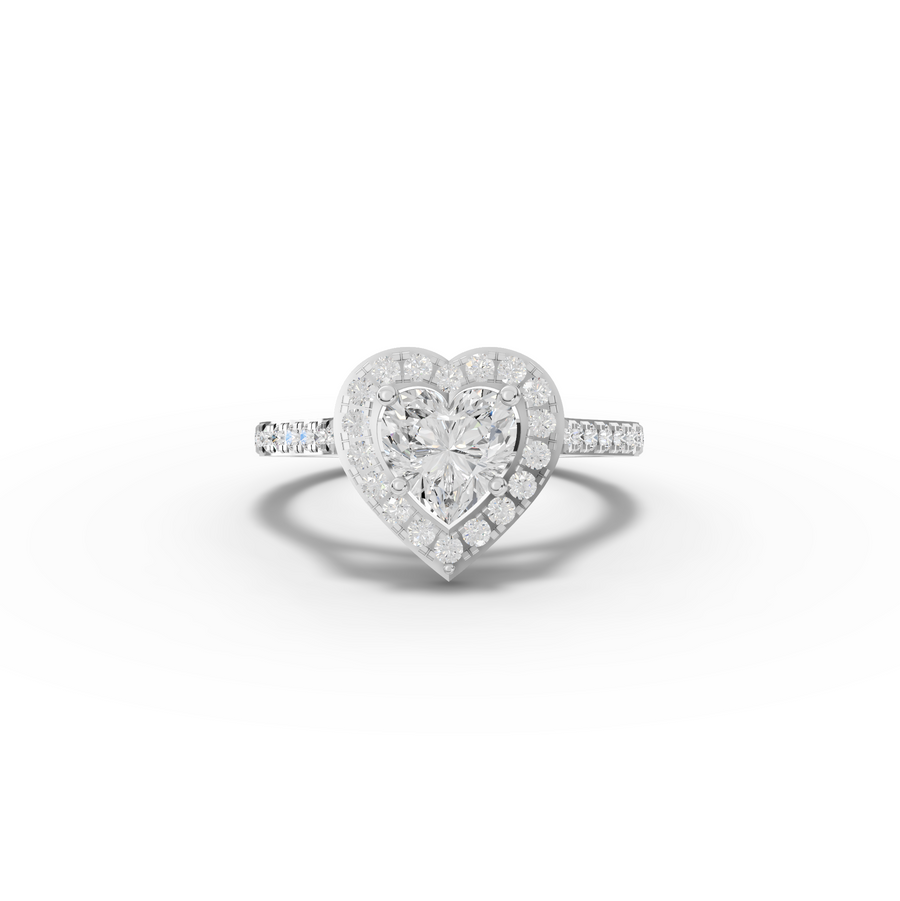 1.41 Ct Heart Halo With Side Stone Lab Grown Diamond Ring