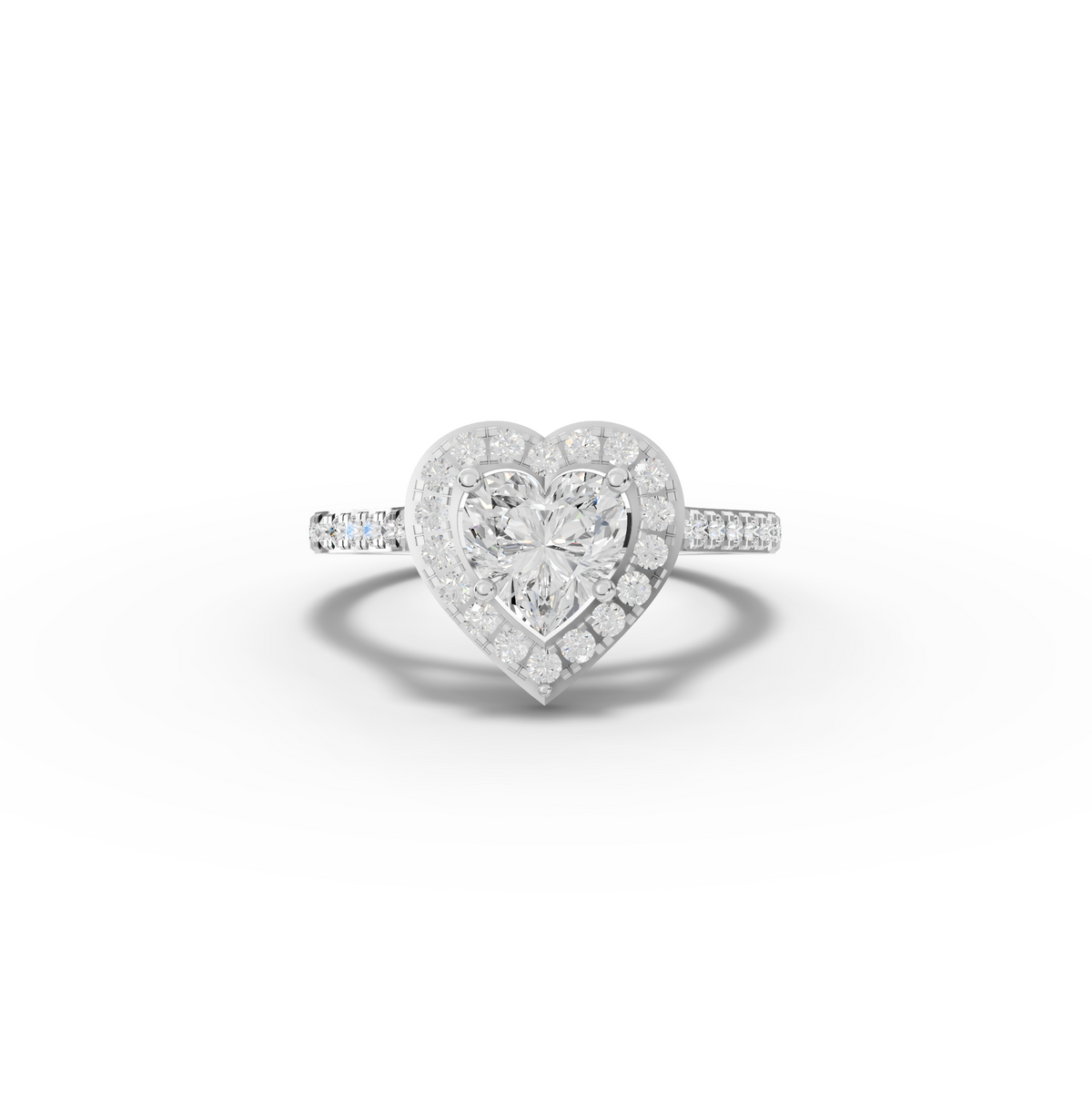 1.41 Ct Heart Halo With Side Stone Lab Grown Diamond Ring