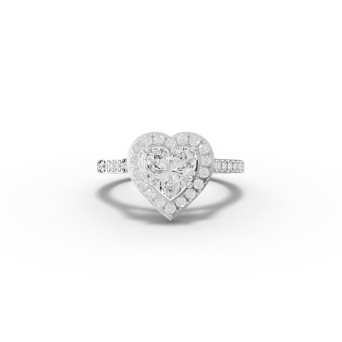 1.41 Ct Heart Halo With Side Stone Lab Grown Diamond Ring