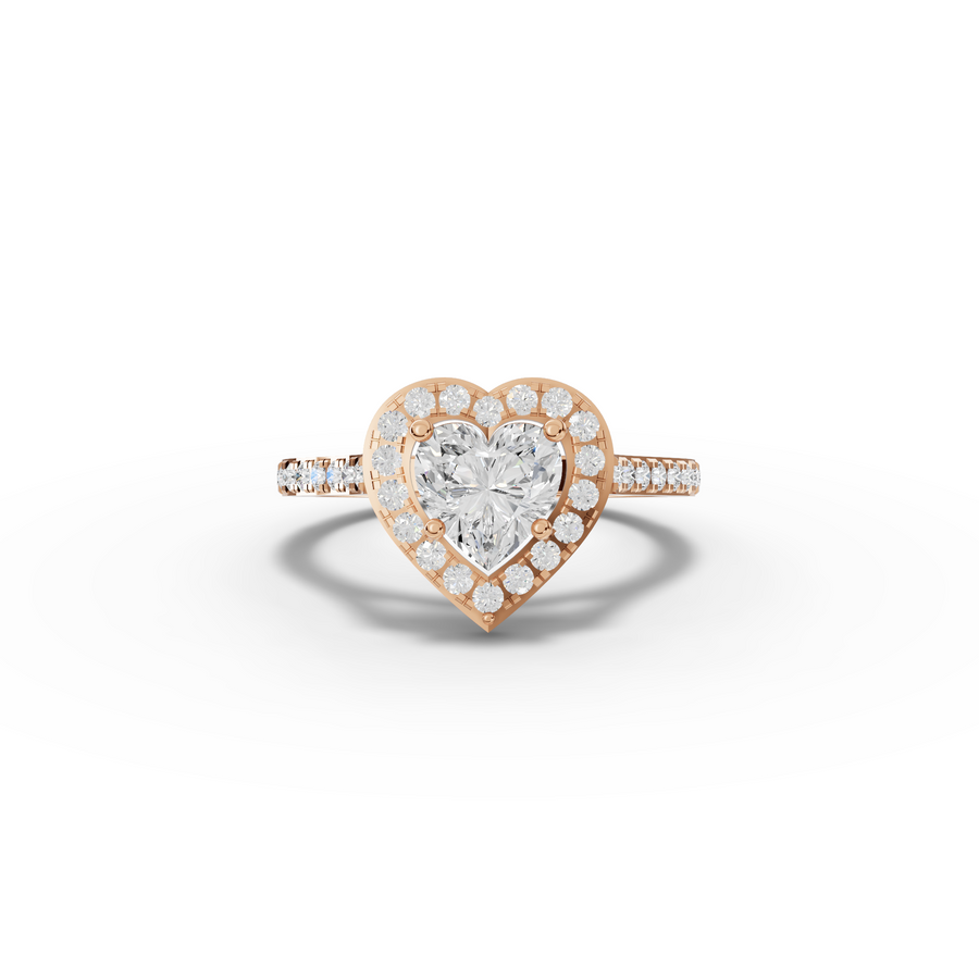 1.41 Ct Heart Halo With Side Stone Lab Grown Diamond Ring