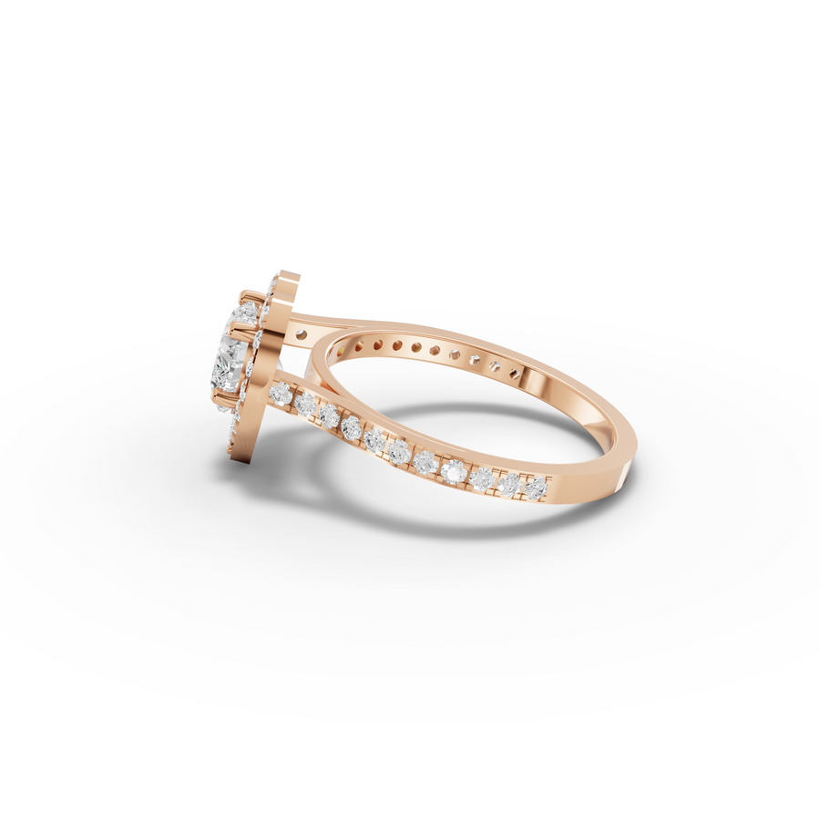 1.41 Ct Heart Halo With Side Stone Lab Grown Diamond Ring