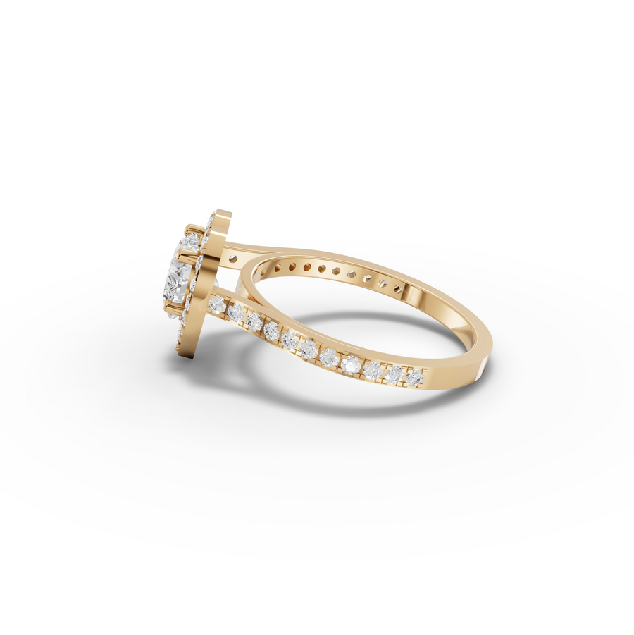 1.41 Ct Heart Halo With Side Stone Lab Grown Diamond Ring