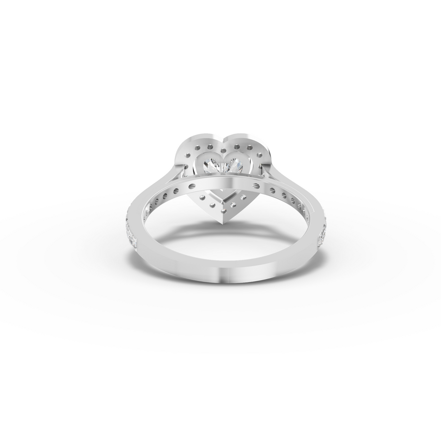 1.41 Ct Heart Halo With Side Stone Lab Grown Diamond Ring