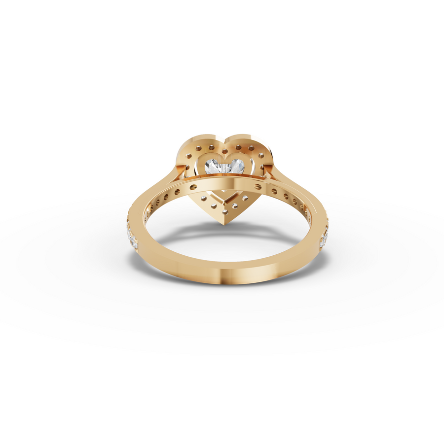 1.41 Ct Heart Halo With Side Stone Lab Grown Diamond Ring