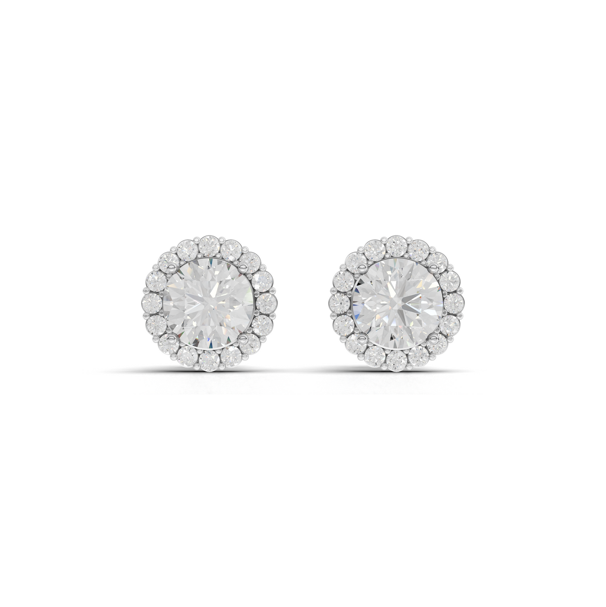 2.40 Ct Round Halo Lab Grown Diamond Stud Earrings