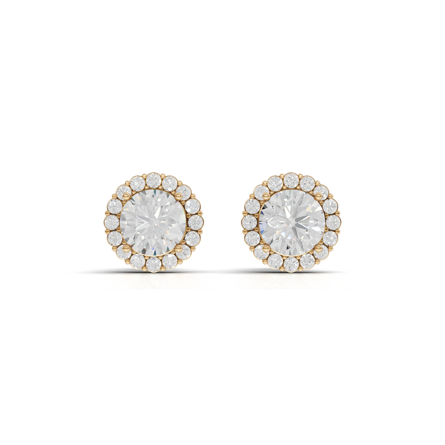 2.40 Ct Round Halo Lab Grown Diamond Stud Earrings