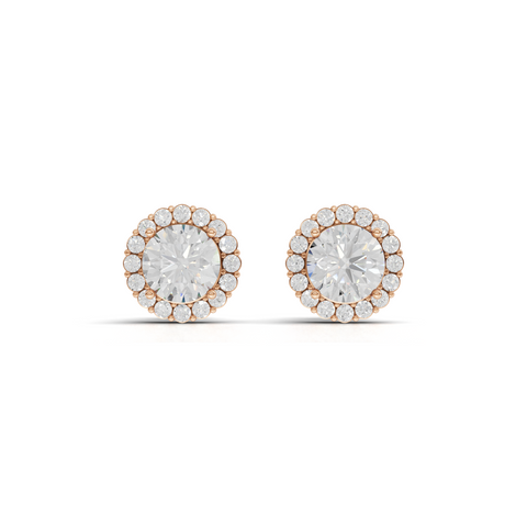 2.40 Ct Round Halo Lab Grown Diamond Stud Earrings