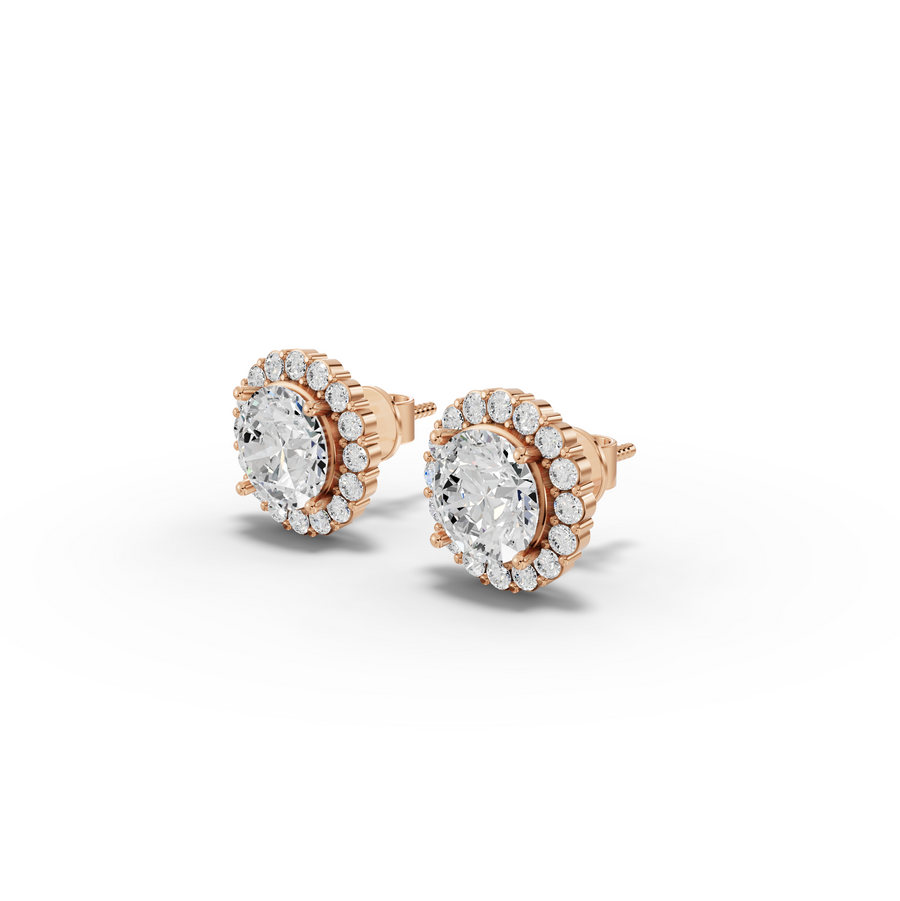 2.40 Ct Round Halo Lab Grown Diamond Stud Earrings