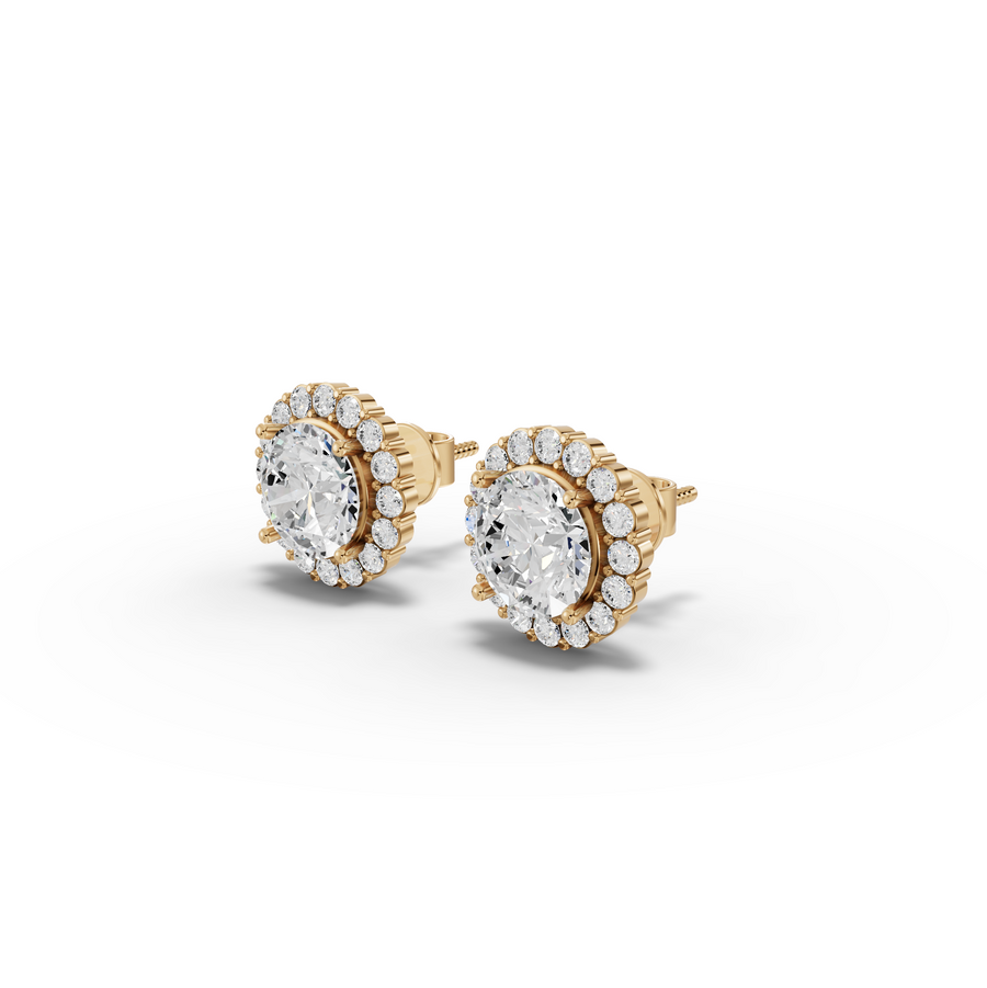 2.40 Ct Round Halo Lab Grown Diamond Stud Earrings