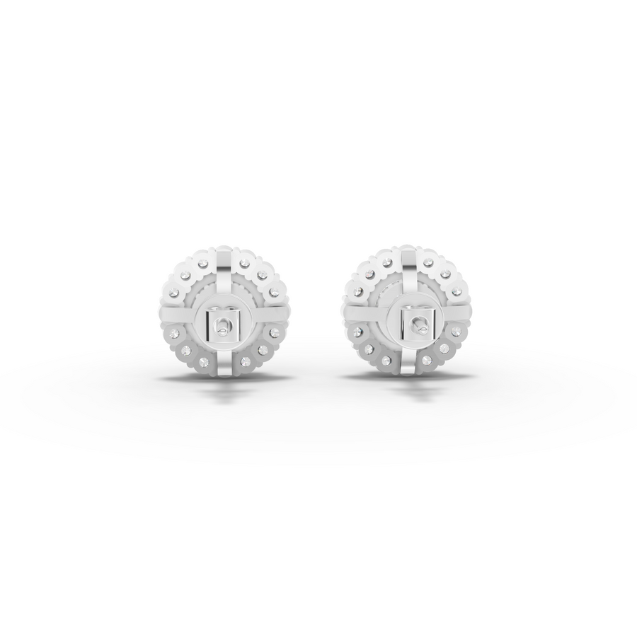 2.40 Ct Round Halo Lab Grown Diamond Stud Earrings