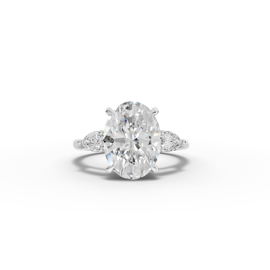 3.36 Ct Oval Three Stone Hidden Halo Engagement Ring