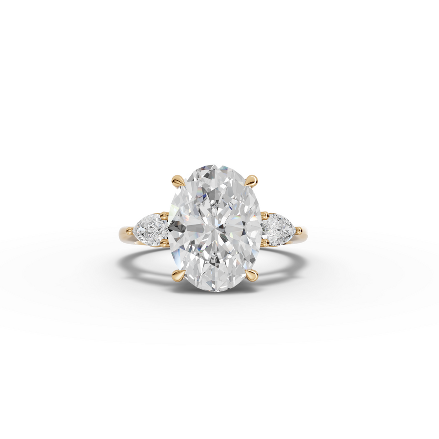 3.36 Ct Oval Three Stone Hidden Halo Engagement Ring