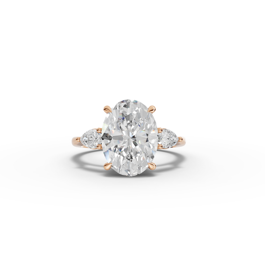 3.36 Ct Oval Three Stone Hidden Halo Engagement Ring
