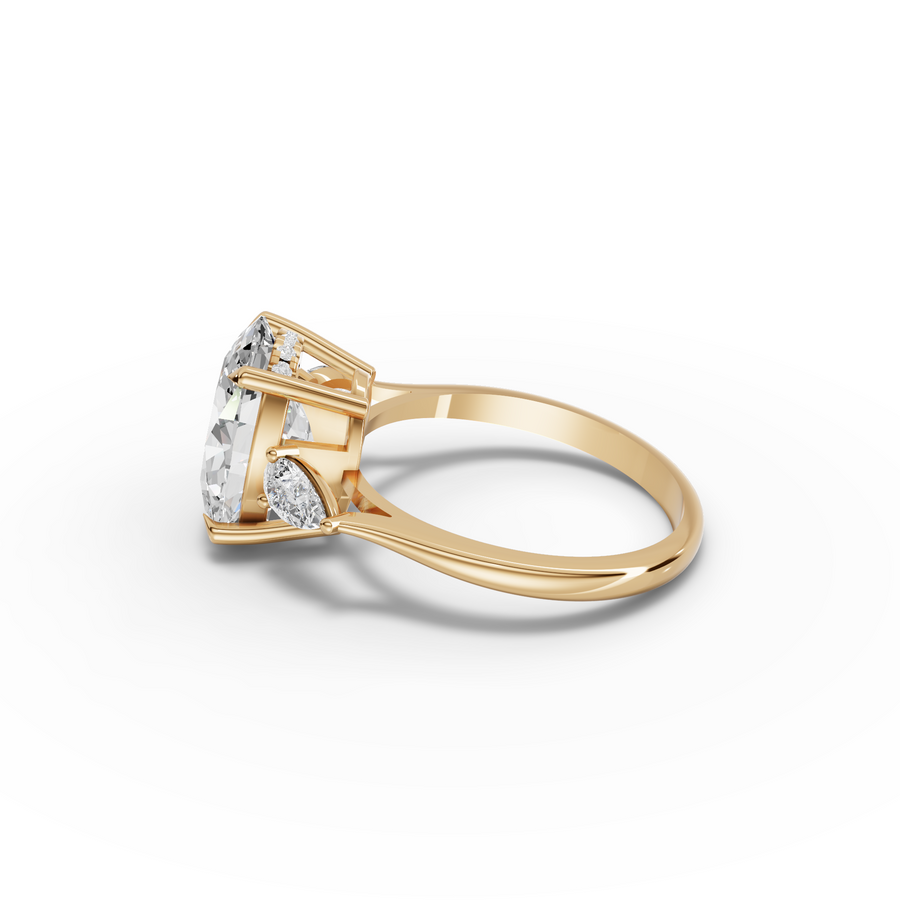 3.36 Ct Oval Three Stone Hidden Halo Engagement Ring