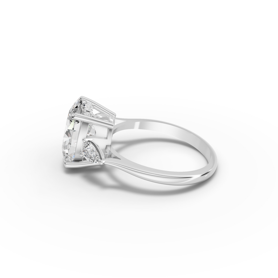 3.36 Ct Oval Three Stone Hidden Halo Engagement Ring