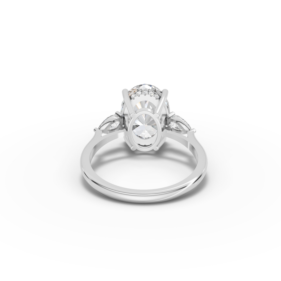 3.36 Ct Oval Three Stone Hidden Halo Engagement Ring