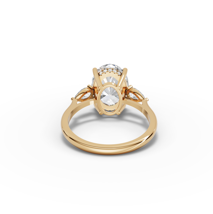 3.36 Ct Oval Three Stone Hidden Halo Engagement Ring