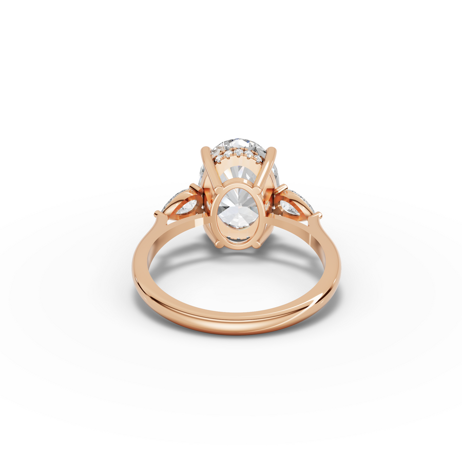 3.36 Ct Oval Three Stone Hidden Halo Engagement Ring