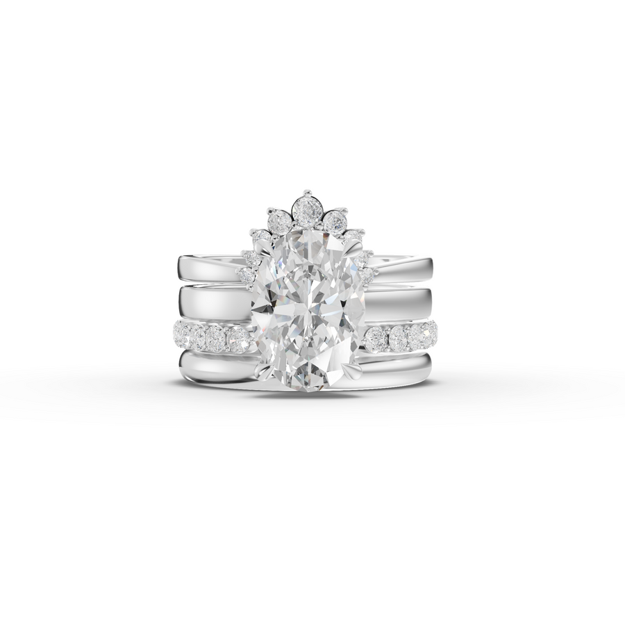 3.91 Ct Oval With Side Band Lab Grown Diamond Bridal Set