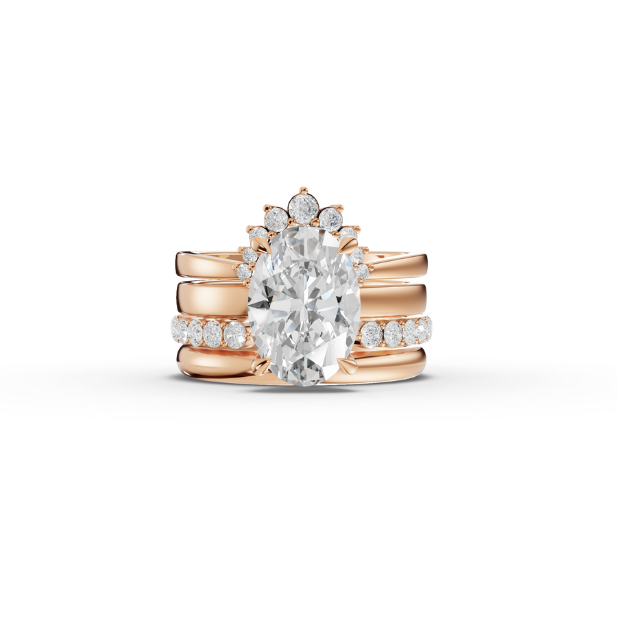 3.91 Ct Oval With Side Band Lab Grown Diamond Bridal Set