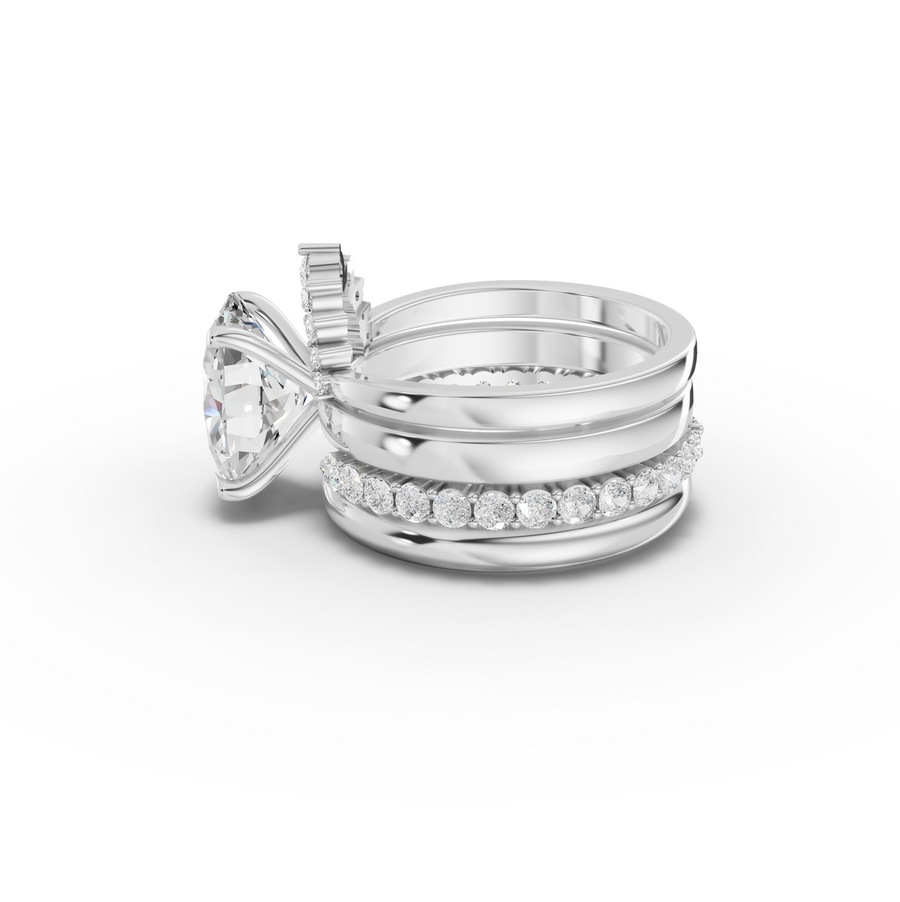 3.91 Ct Oval With Side Band Lab Grown Diamond Bridal Set