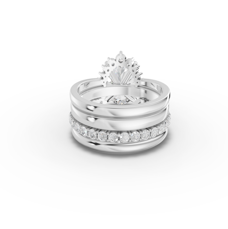 3.91 Ct Oval With Side Band Lab Grown Diamond Bridal Set