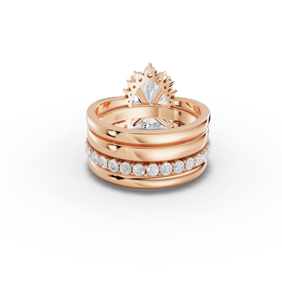 3.91 Ct Oval With Side Band Lab Grown Diamond Bridal Set