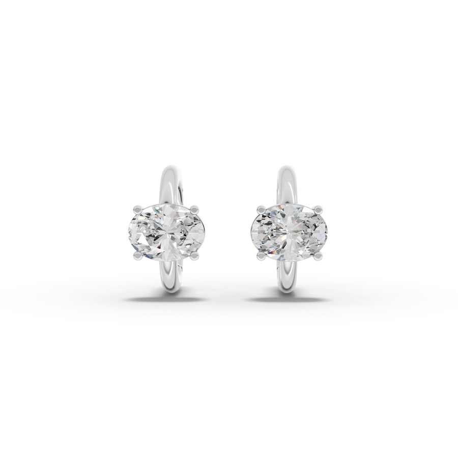 2.00 Ct Oval Solitaire Lab Grown Diamond Hoop Earrings