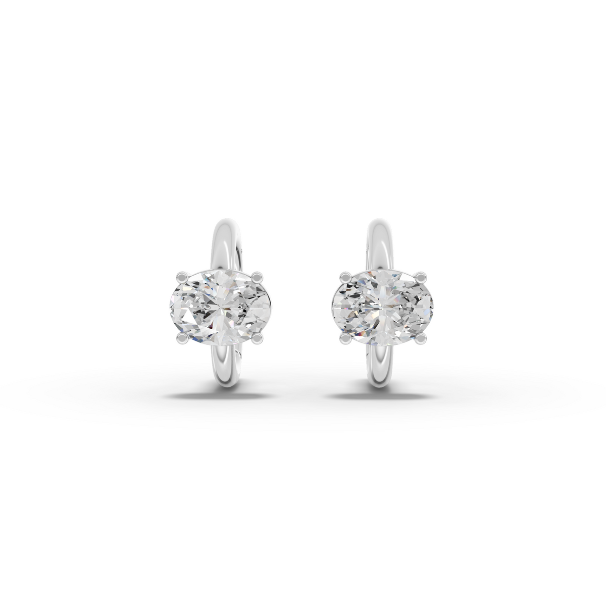 2.00 Ct Oval Solitaire Lab Grown Diamond Hoop Earrings