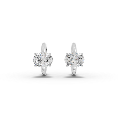 2.00 Ct Oval Solitaire Lab Grown Diamond Hoop Earrings