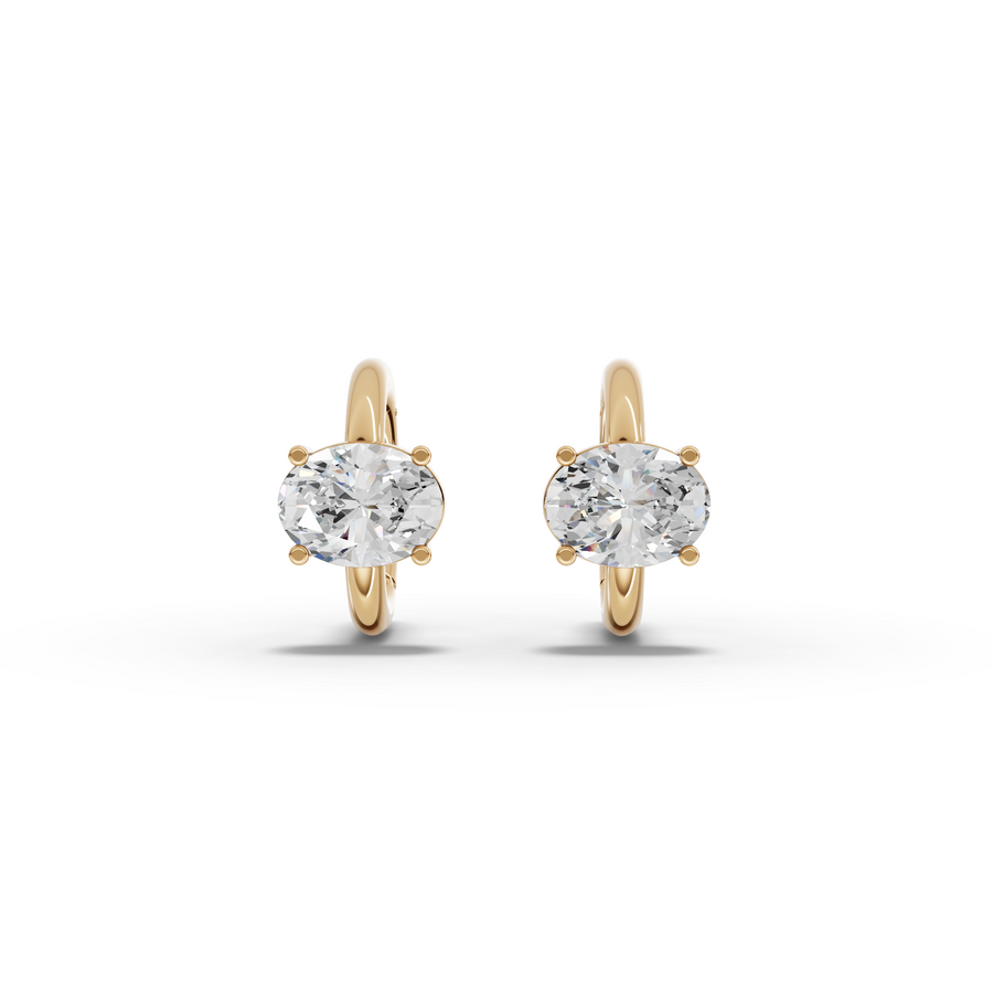 2.00 Ct Oval Solitaire Lab Grown Diamond Hoop Earrings