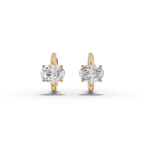 2.00 Ct Oval Solitaire Lab Grown Diamond Hoop Earrings