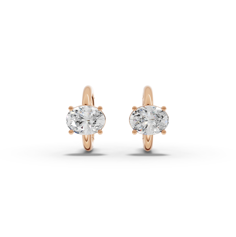 2.00 Ct Oval Solitaire Lab Grown Diamond Hoop Earrings