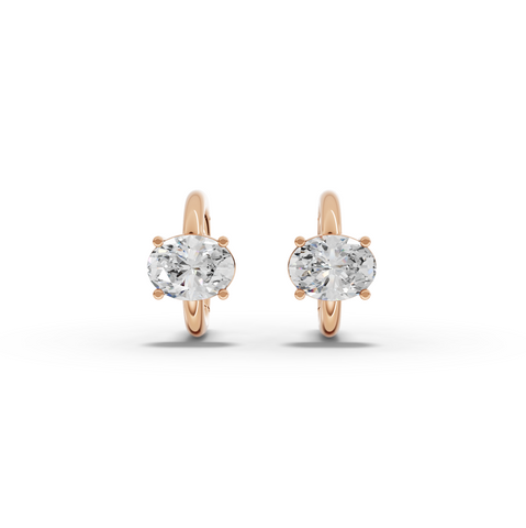 2.00 Ct Oval Solitaire Lab Grown Diamond Hoop Earrings