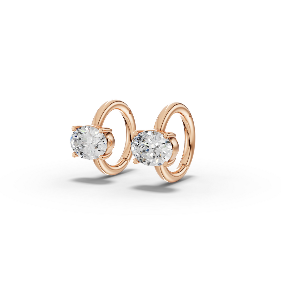 2.00 Ct Oval Solitaire Lab Grown Diamond Hoop Earrings