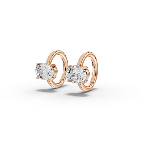 2.00 Ct Oval Solitaire Lab Grown Diamond Hoop Earrings
