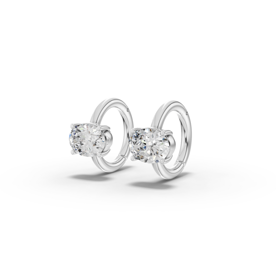 2.00 Ct Oval Solitaire Lab Grown Diamond Hoop Earrings