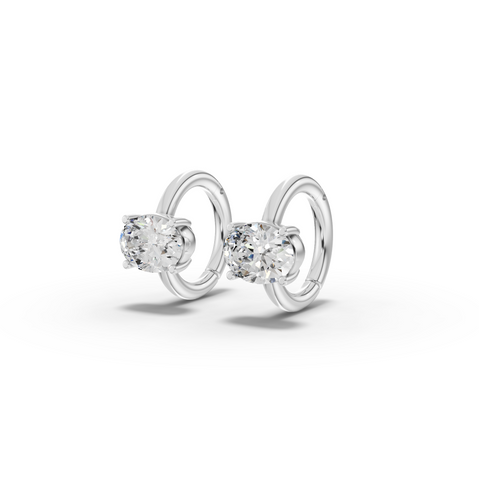2.00 Ct Oval Solitaire Lab Grown Diamond Hoop Earrings