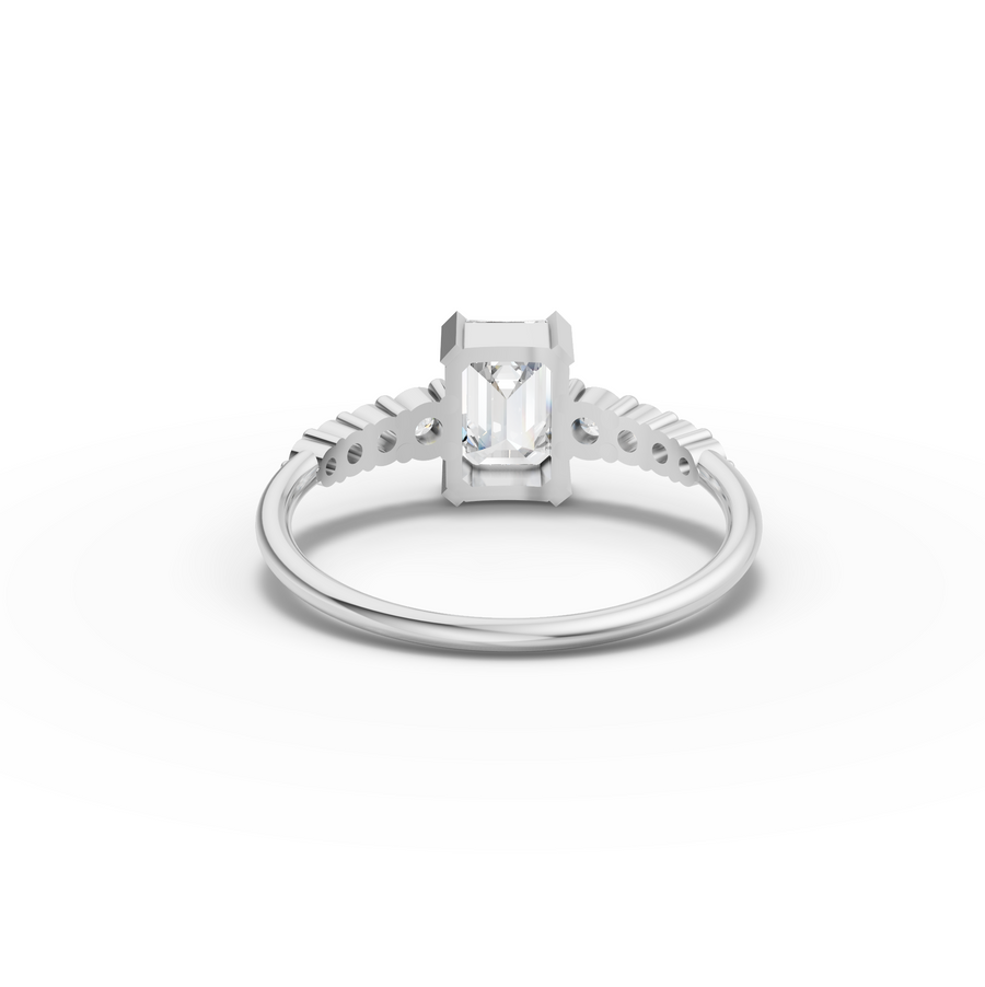 1.24 Ct Emerald Solitaire Lab Diamond Ring with Graduated Pavé Band
