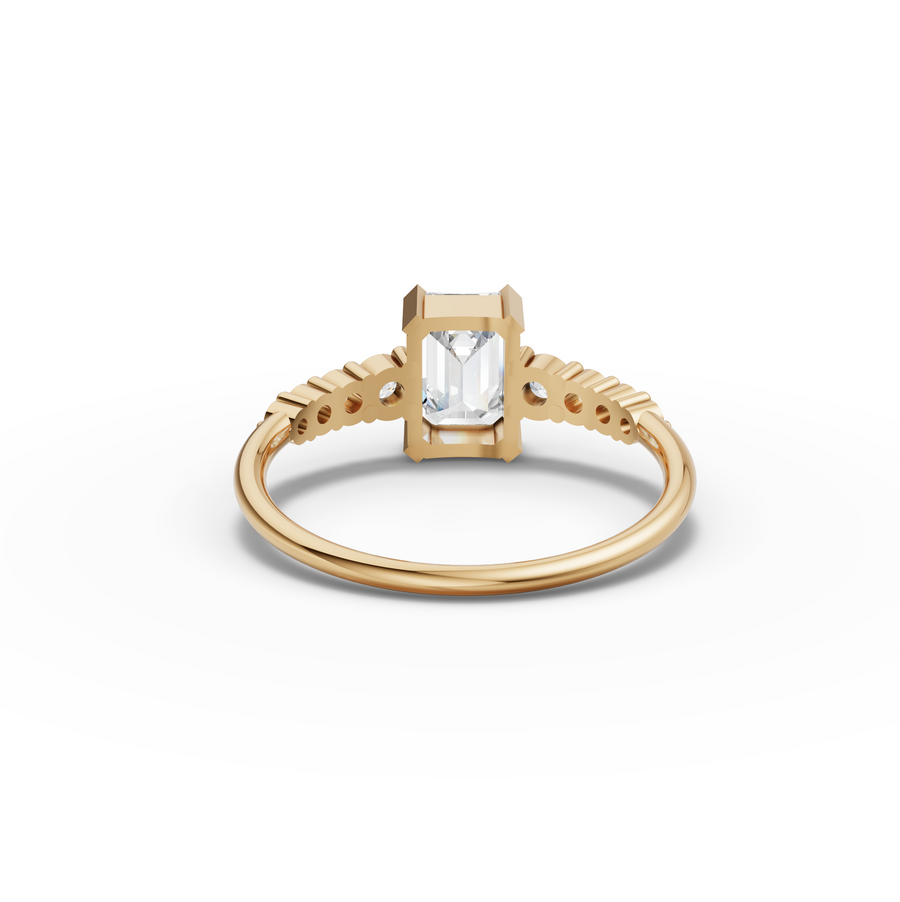1.24 Ct Emerald Solitaire Lab Diamond Ring with Graduated Pavé Band