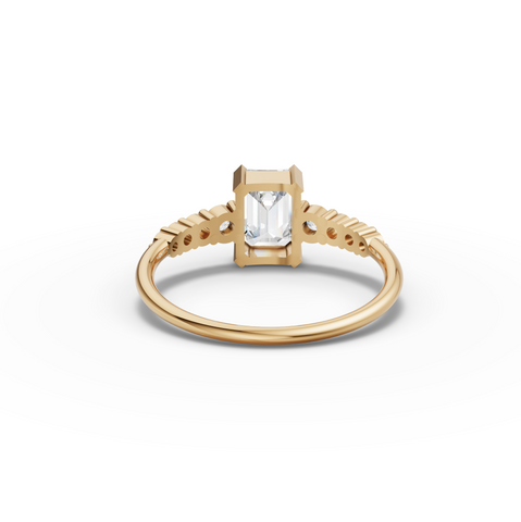 1.24 Ct Emerald Solitaire Lab Diamond Ring with Graduated Pavé Band
