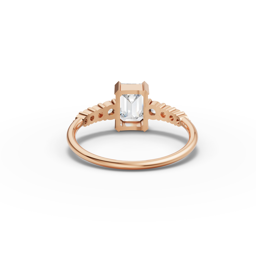 1.24 Ct Emerald Solitaire Lab Diamond Ring with Graduated Pavé Band