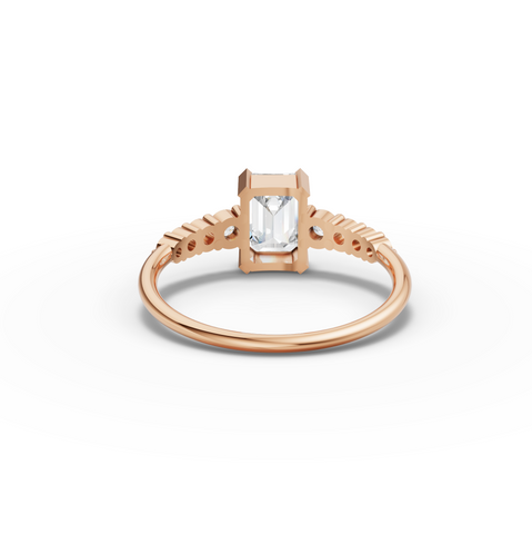 1.24 Ct Emerald Solitaire Lab Diamond Ring with Graduated Pavé Band
