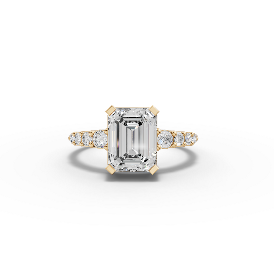 2.24 Ct Emerald Lab Grown Diamond Tapered Side Stone Ring