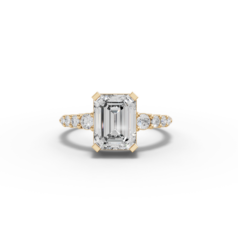 2.24 Ct Emerald Lab Grown Diamond Tapered Side Stone Ring
