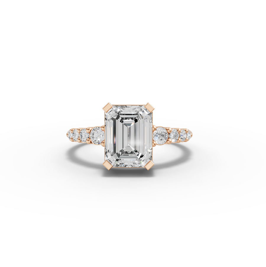 2.24 Ct Emerald Lab Grown Diamond Tapered Side Stone Ring